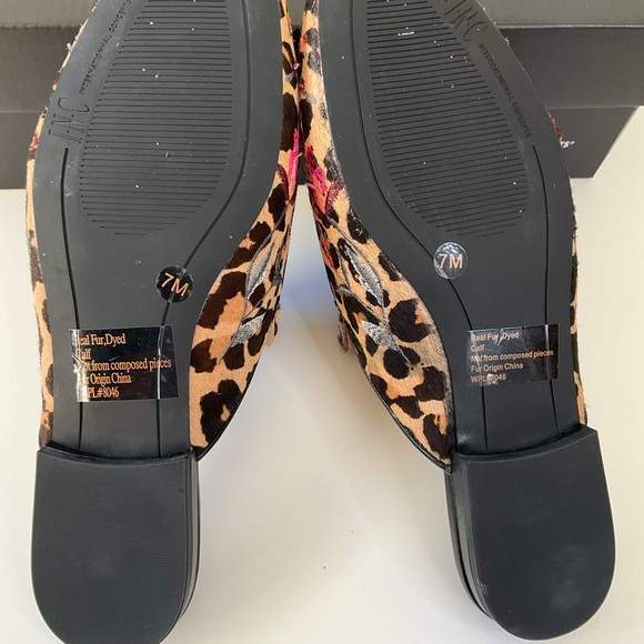 New INC International Gannie Calf Hair Floral Embroidery on Leopard Mule 7 NIB - Picture 4 of 10